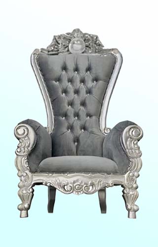 Grey throne chair with curved corners